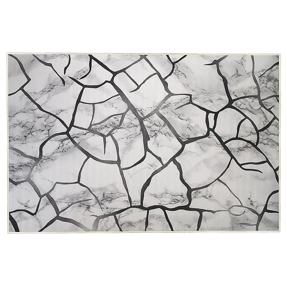 200x300cm Large Floor Gray Marble Rug – Modern Area Carpet for Bedroom, Living Room, Lounge or Home Décor Mat