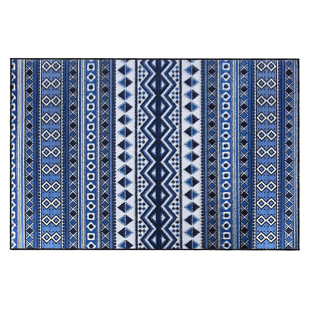 200x300cm Large Floor Blue Ethnic Rug – Modern Area Carpet for Bedroom, Living Room, Lounge or Home Décor Mat