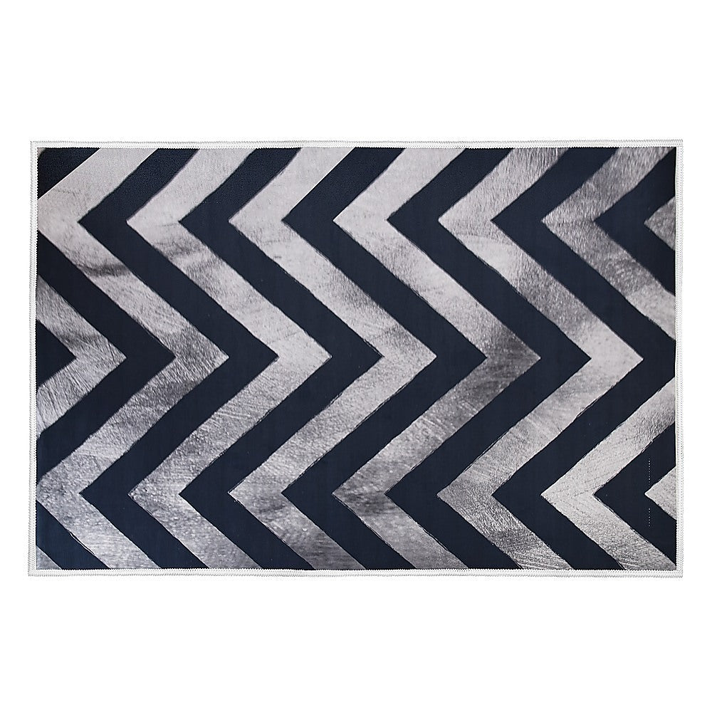 200x300cm Large Floor Blue Chevron Stripes Rug – Modern Area Carpet for Bedroom, Living Room, Lounge or Home Décor Mat