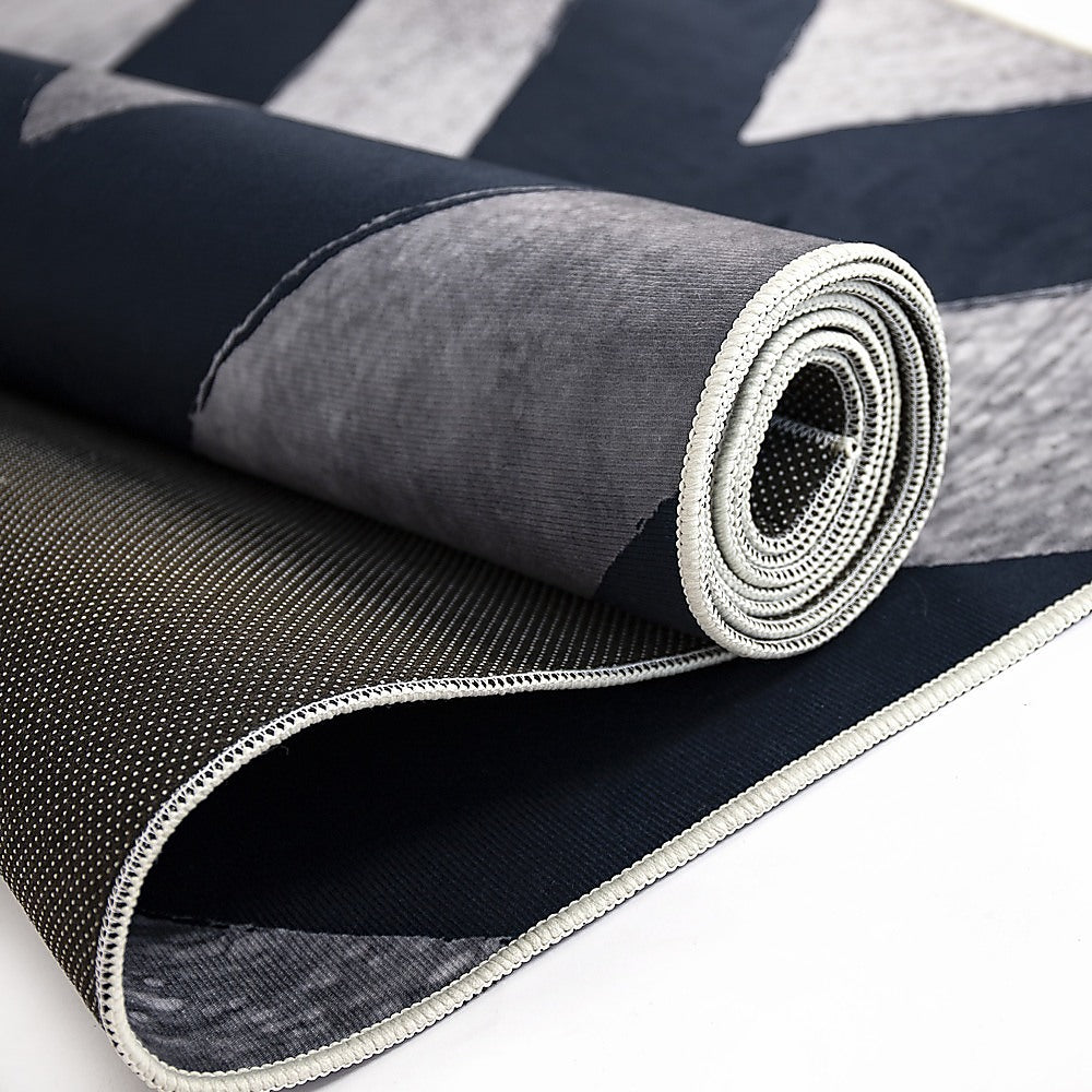 200x300cm Large Floor Blue Chevron Stripes Rug – Modern Area Carpet for Bedroom, Living Room, Lounge or Home Décor Mat