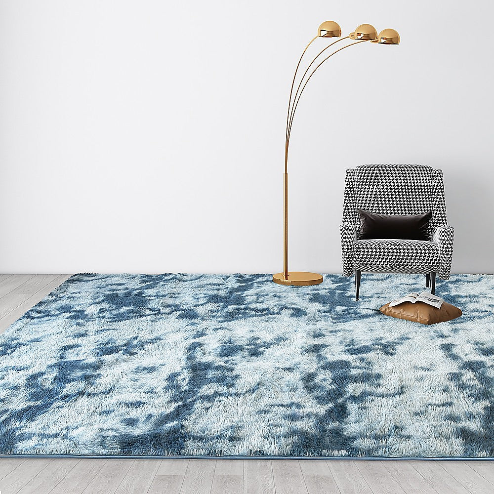 200x300cm Large Floor Soft Blue Fluffy Rug – Modern Area Carpet for Bedroom, Living Room, Lounge or Home Décor Mat
