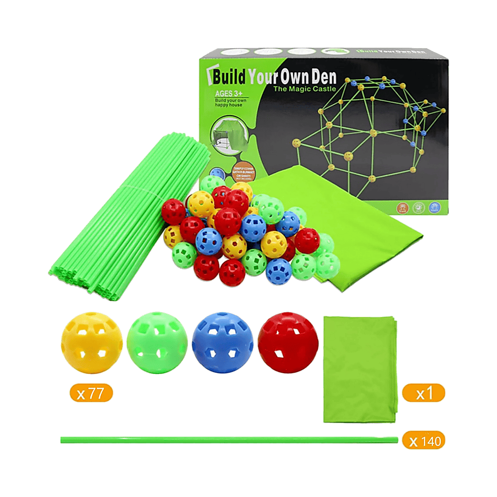 217pcs Kids Construction Fort Building Kit Castles 3D Play House Tent Toys