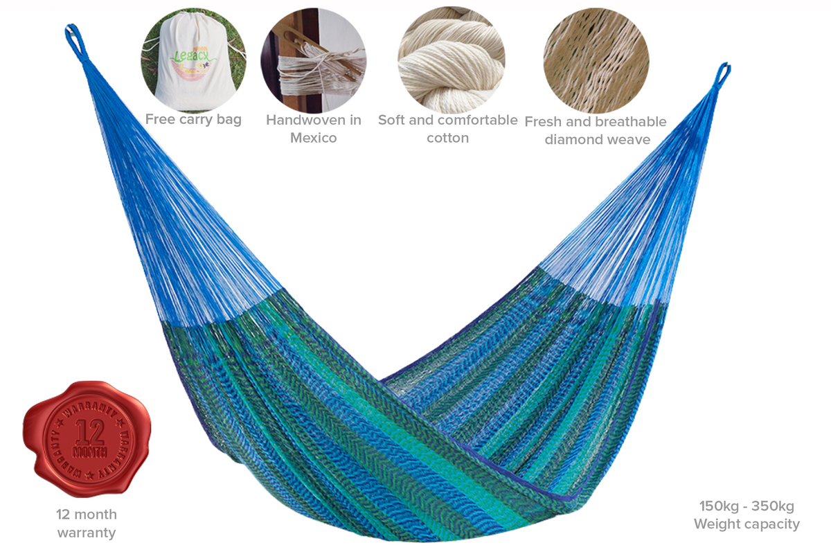 Cotton Mexican Hammock – Caribe– Queen Size