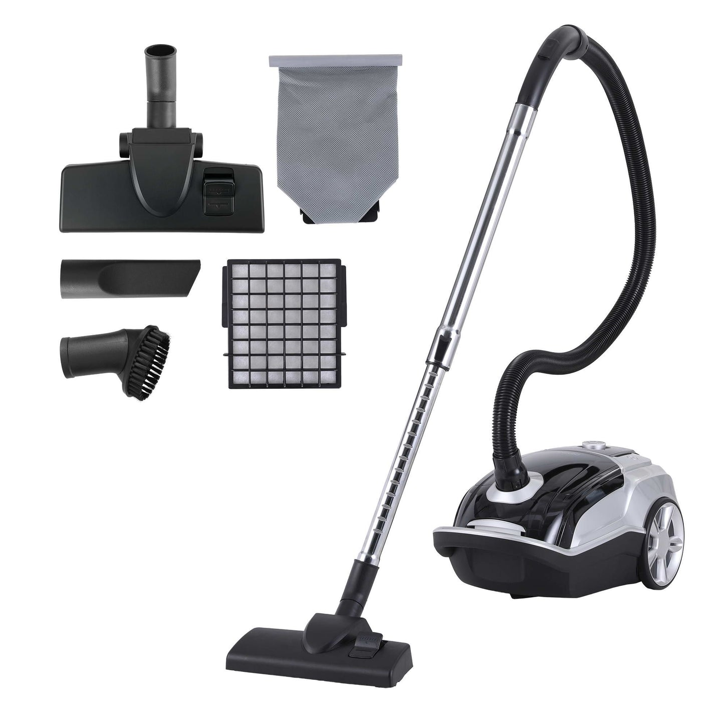 DEVANTI Bagged Vacuum Cleaner Powerful Suction for Carpet Wood Tile Floor