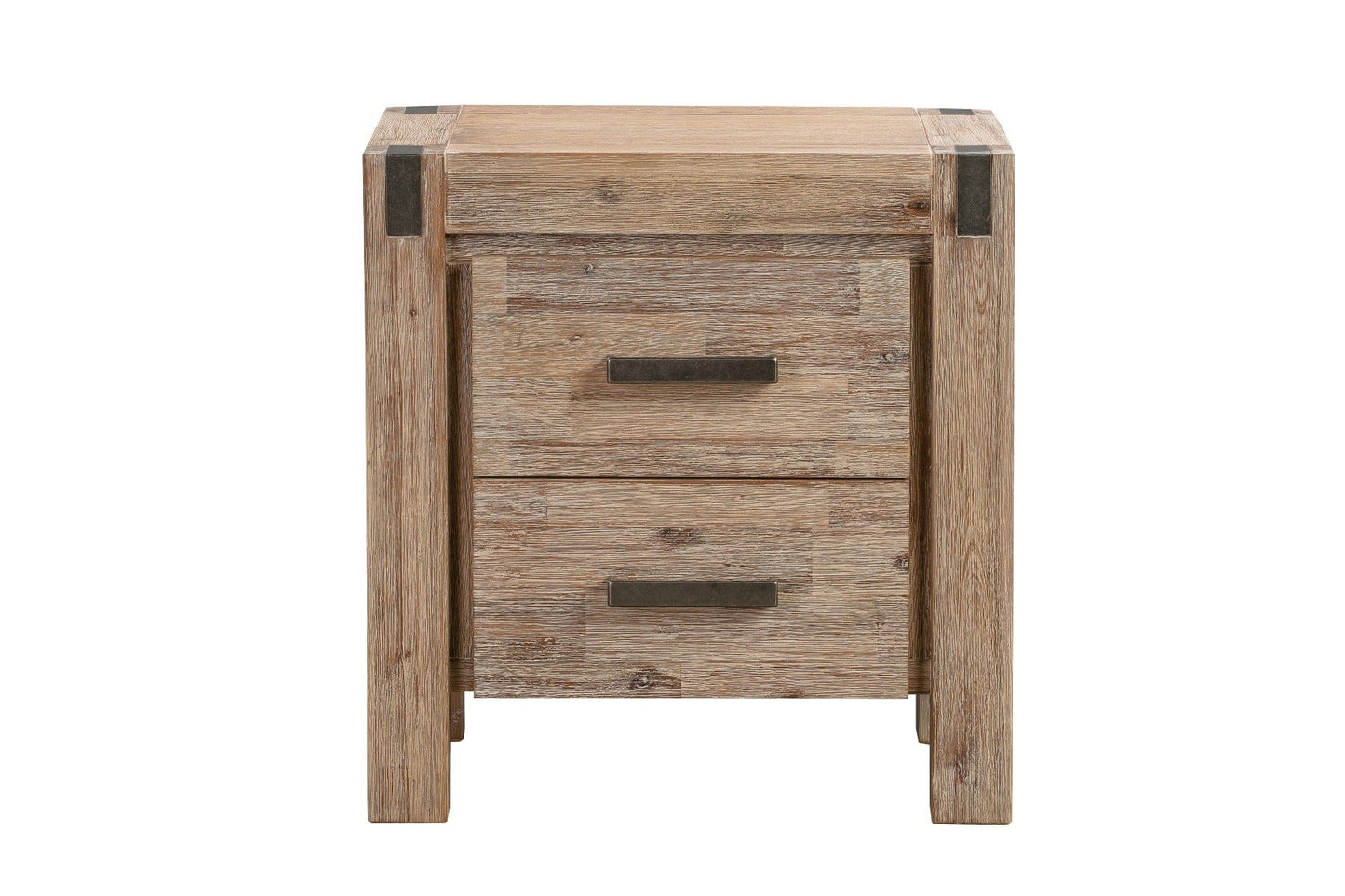 Bedside Table 2 drawers Night Stand in Solid Acacia Wood Oak Colour