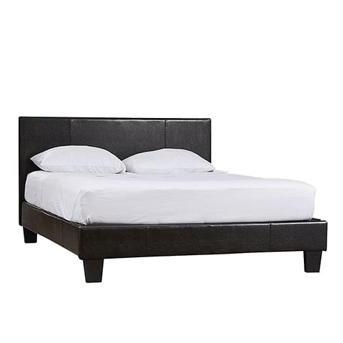 Double Size Leatheratte Bed Frame in Black Colour with Metal Joint Slat Base