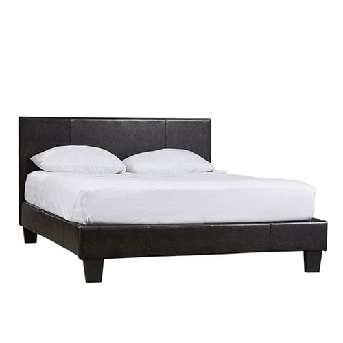 Queen Size Leatheratte Bed Frame in Black Colour with Metal Joint Slat Base