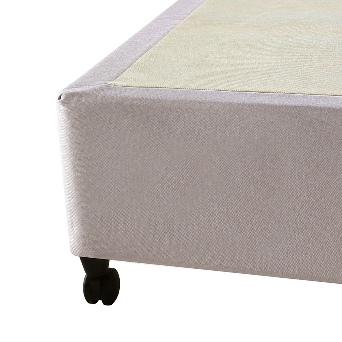 Mattress Base Ensemble King Size Solid Wooden Slat in Beige with Removable Cover