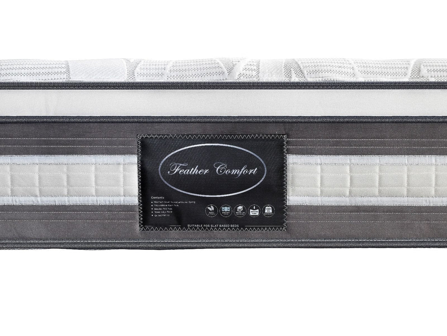 Mattress Euro Top Queen Size Pocket Spring Coil with Knitted Fabric Medium Firm 34cm Thick