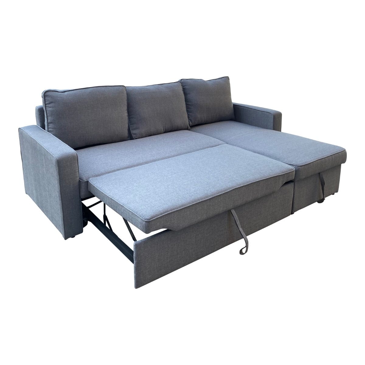 3 Seater Sofa Bed with pull Out Storage Corner Chaise Lounge Set in Grey