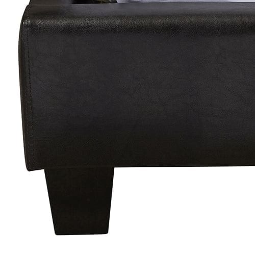 Double Size Leatheratte Bed Frame in Black Colour with Metal Joint Slat Base