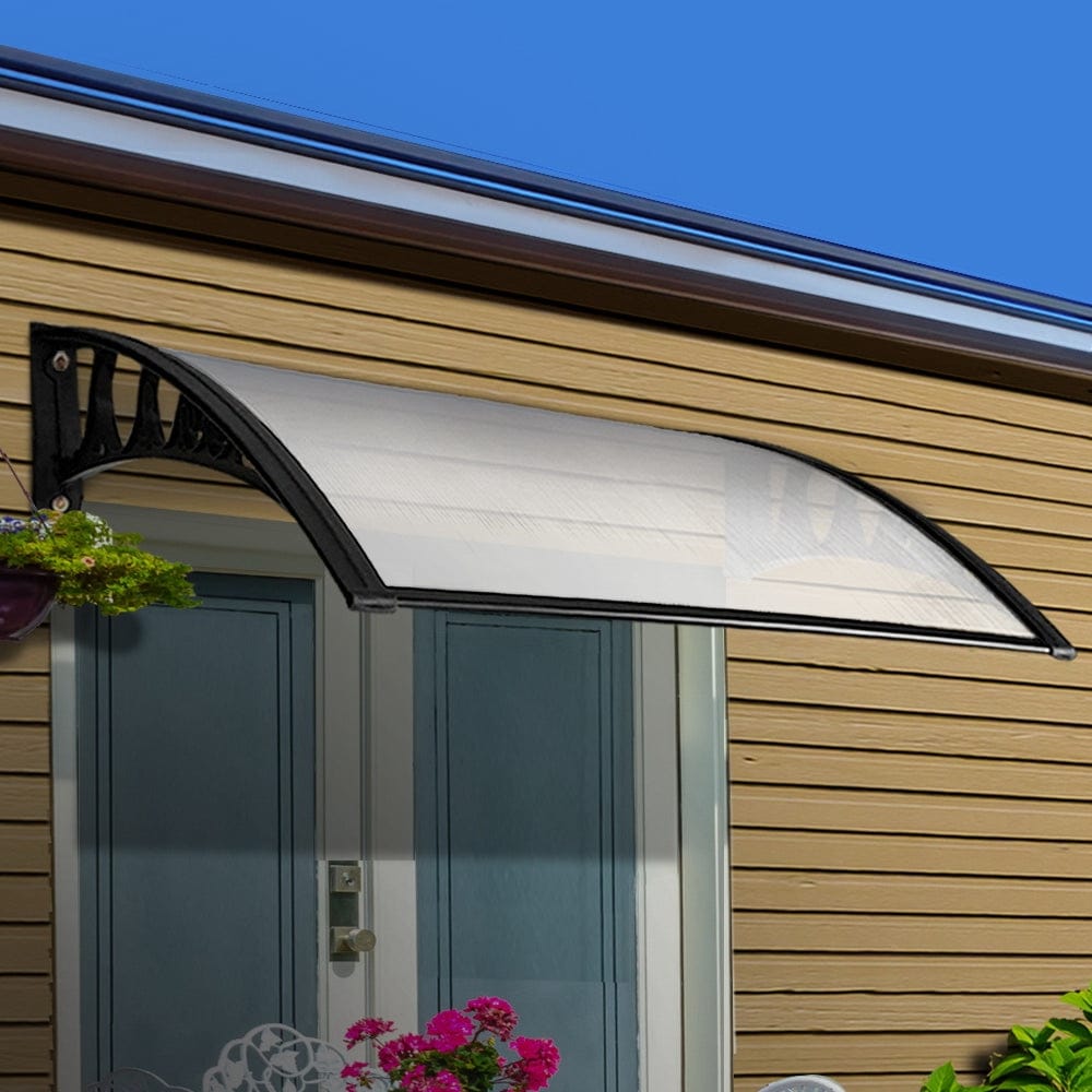 Instahut Window Door Awning 1mx4m Transparent Hollow Sheet Plastic Frame