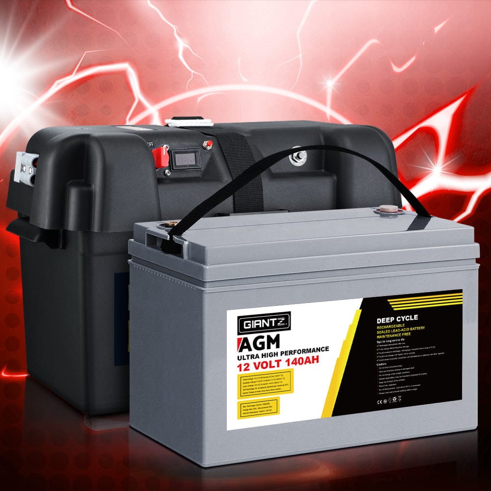 Giantz AGM Deep Cycle Battery 12V 140Ah Box Portable Solar Caravan Camping