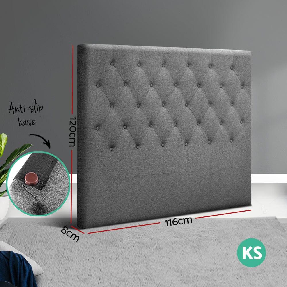 Artiss Bed Head Headboard King Single Size Fabric - CAPPI Grey