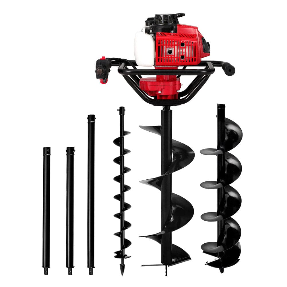 Giantz 80CC Post Hole Digger Petrol Motor Drill Extension Auger Bits Kits