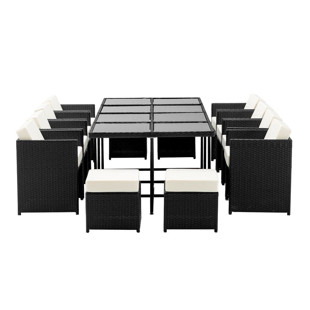 Gardeon Outdoor Dining Set 13 Piece Wicker Table Chairs Setting Black