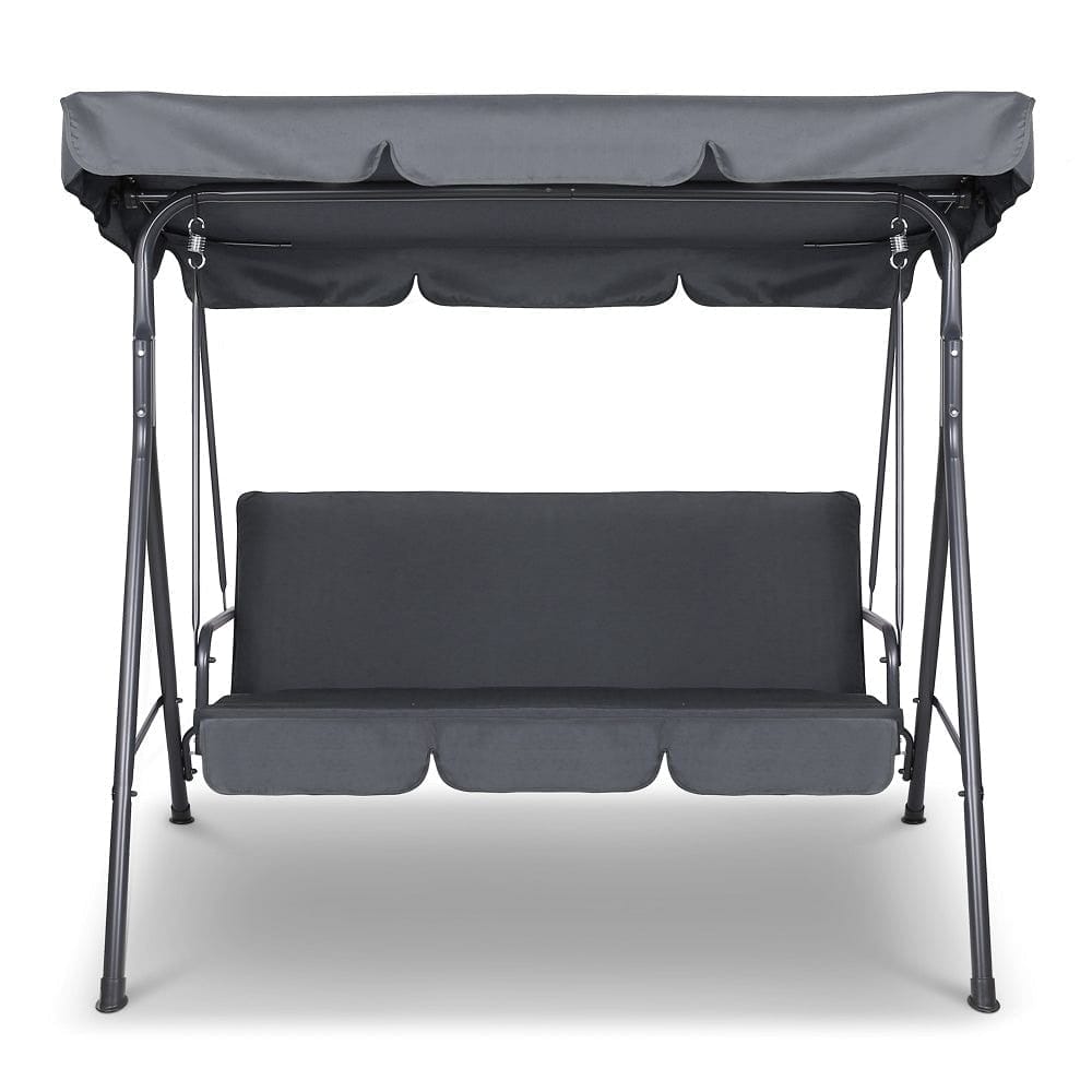 Gardeon Outdoor Swing Chair Garden Chair Bench Furniture Canopy 3 Seater Grey