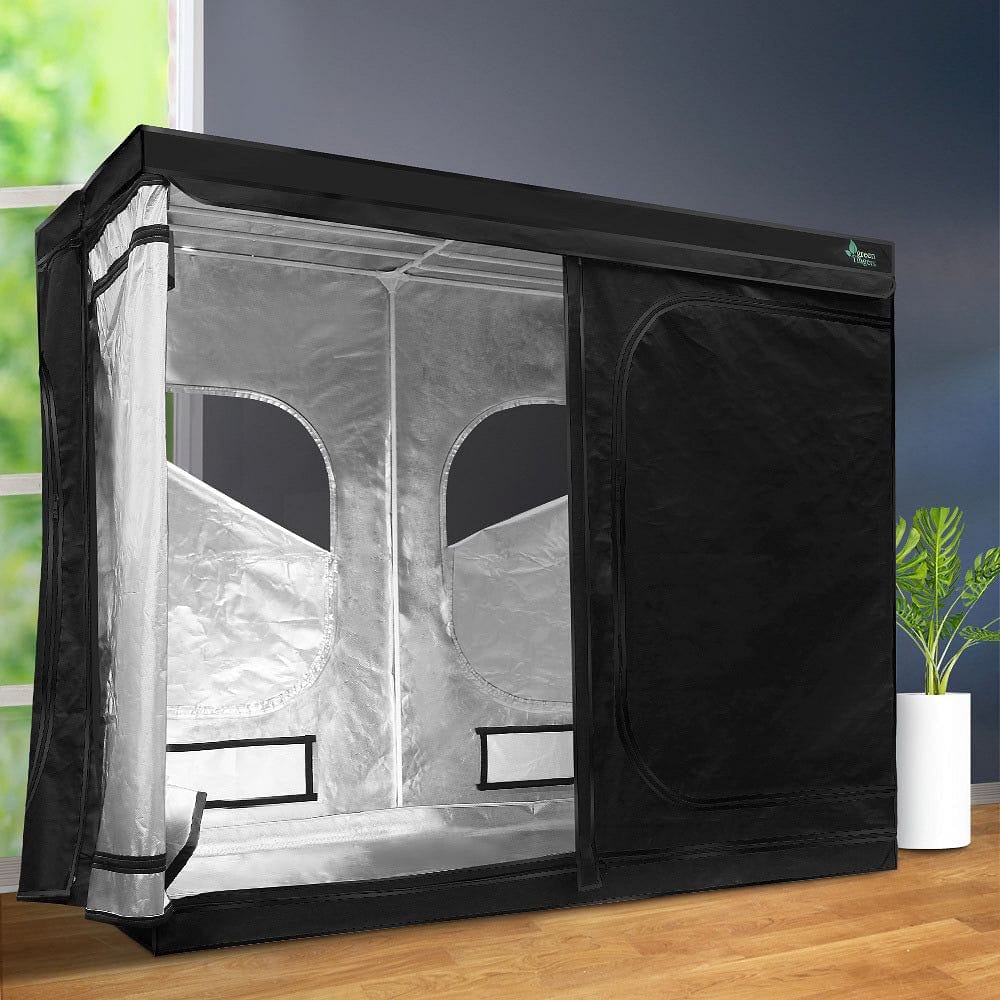 Green Fingers Grow Tent 240x120x200CM Hydroponics Kit Indoor Plant Room Black