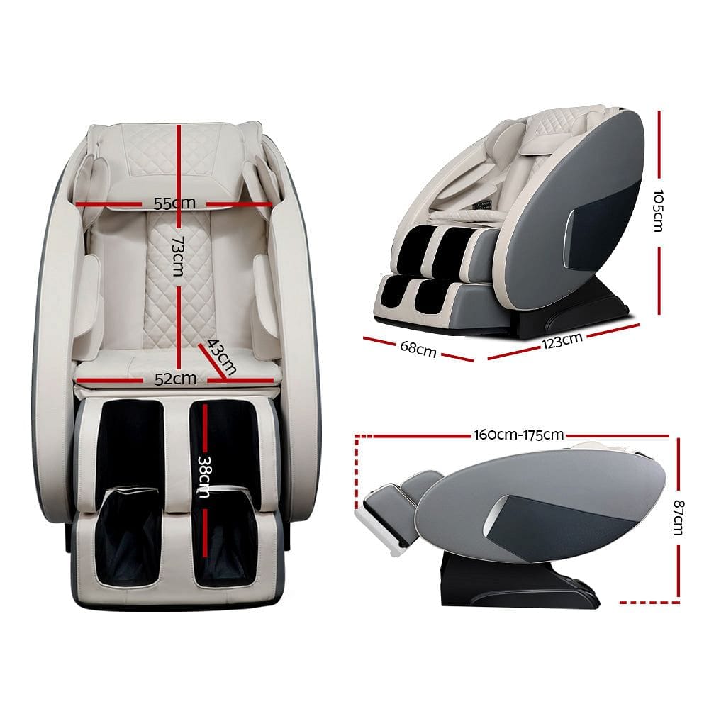 Livemor Massage Chair Electric Recliner Massager Grey Ellmue