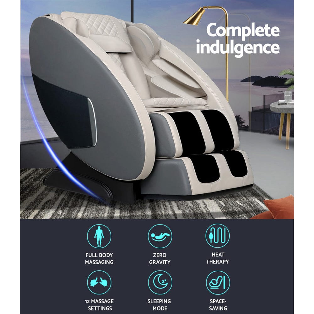 Livemor Massage Chair Electric Recliner Massager Grey Ellmue