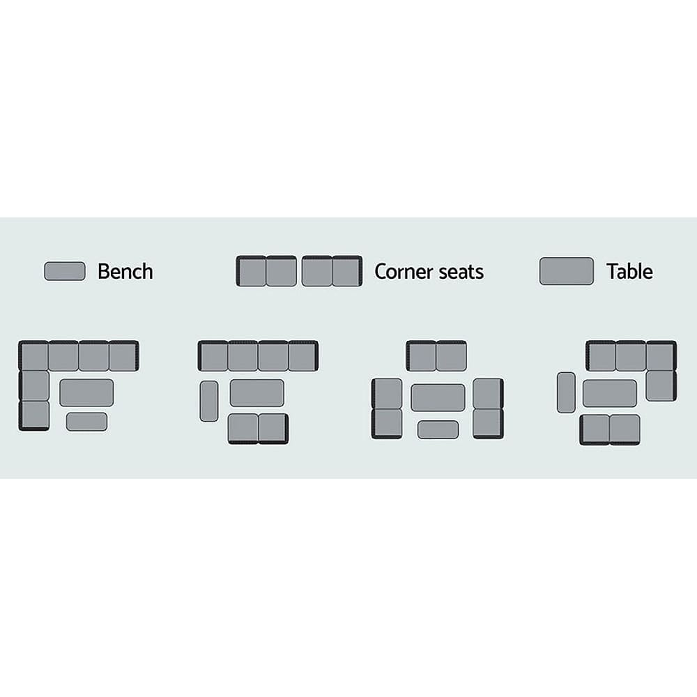 Gardeon Outdoor Dining Set Sofa Lounge Setting Chairs Table Bench Black Cover