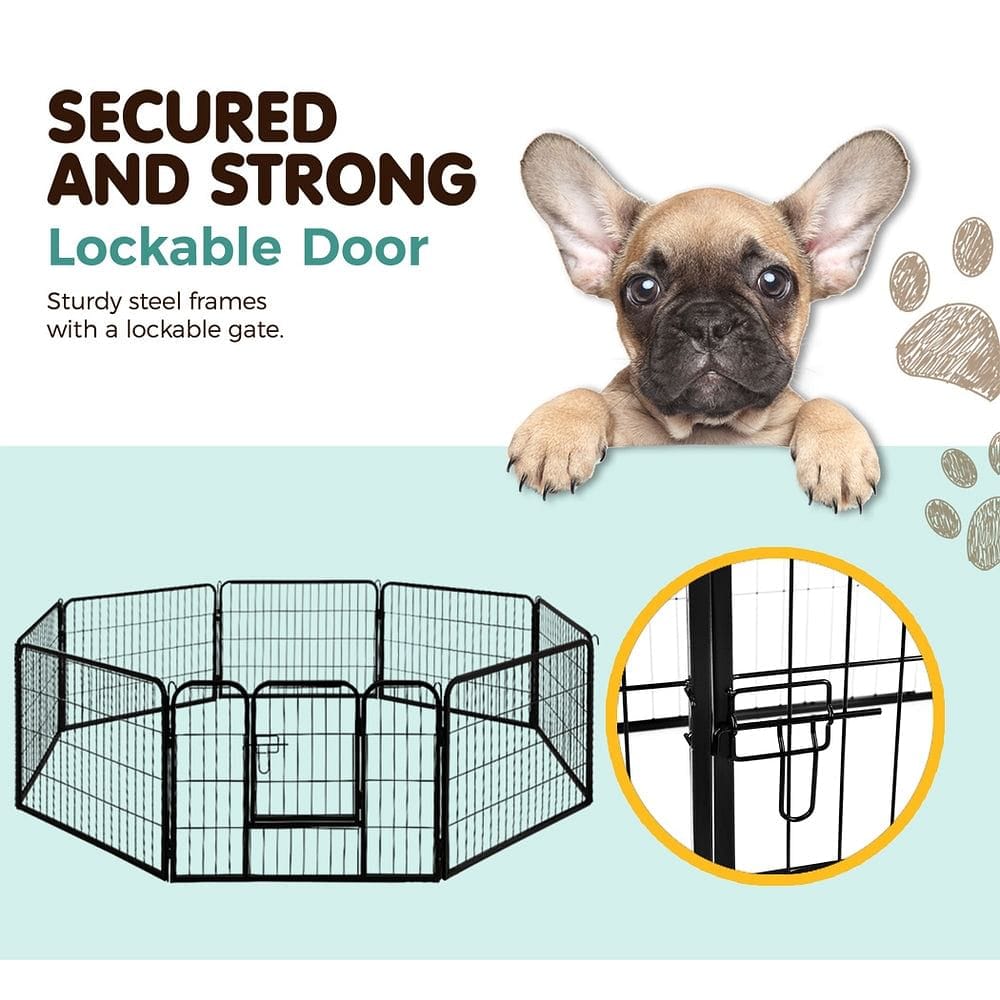 i.Pet 24" 8 Panel Dog Playpen Pet Exercise Cage Enclosure Fence Play Pen