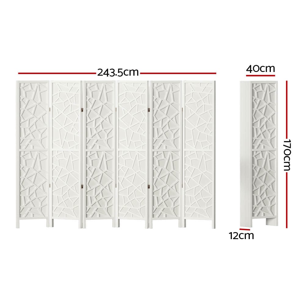 Artiss 6 Panel Room Divider Screen 244x170cm Clover White