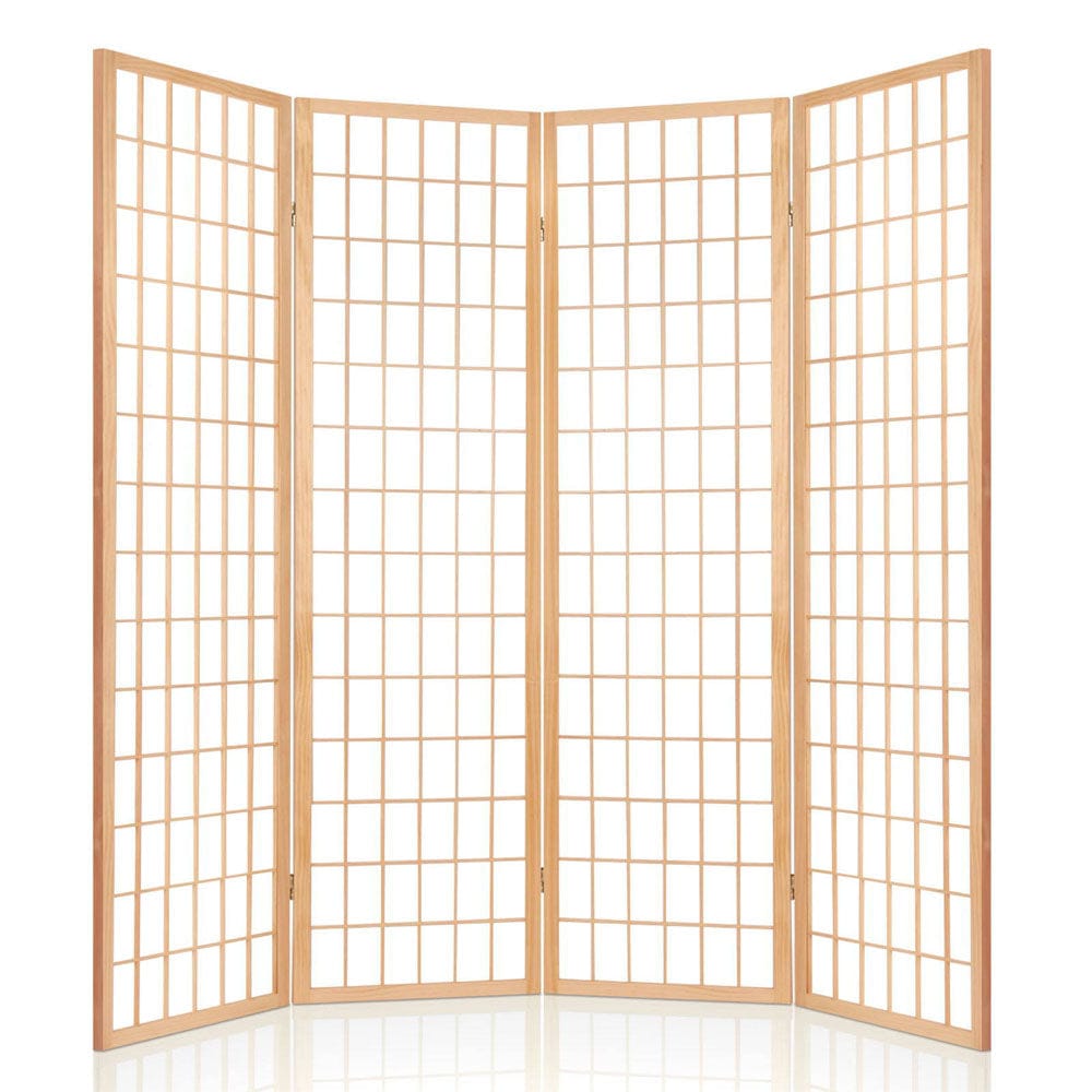 Artiss 4 Panel Room Divider Screen 174x179cm Natural