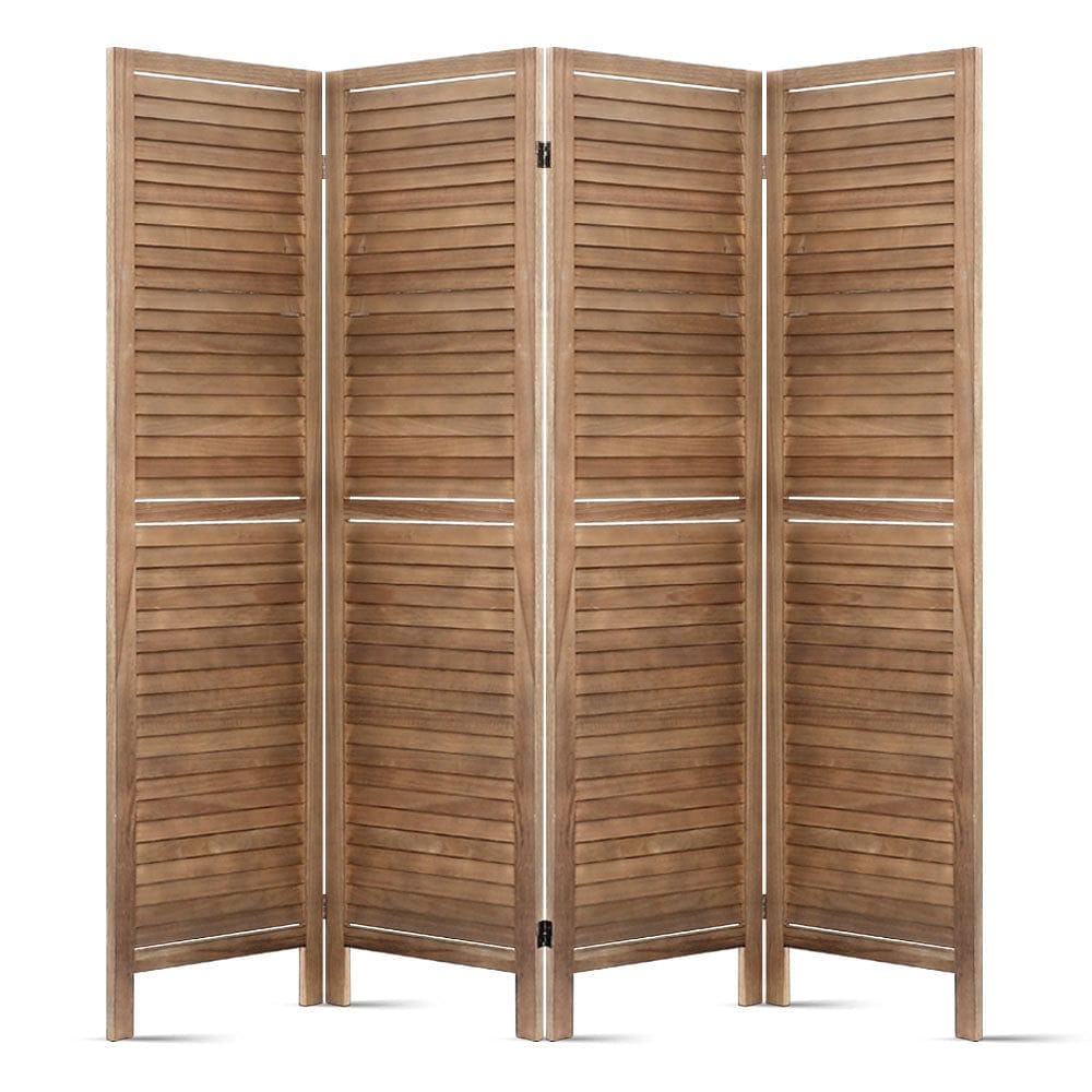 Artiss 4 Panel Room Divider Screen 160x170cm Louver Oak