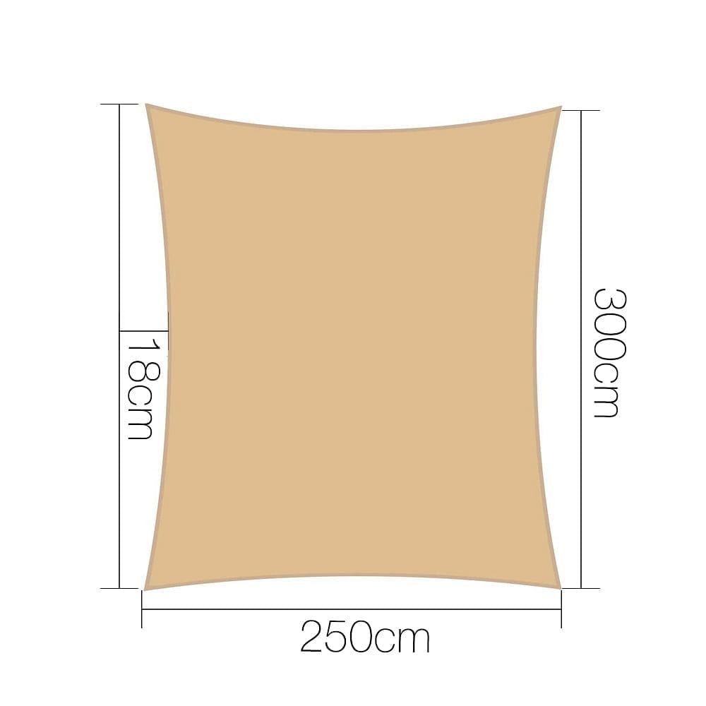 Instahut Shade Sail 2.5x3m Rectangle 280GSM 98% Sand Shade Cloth
