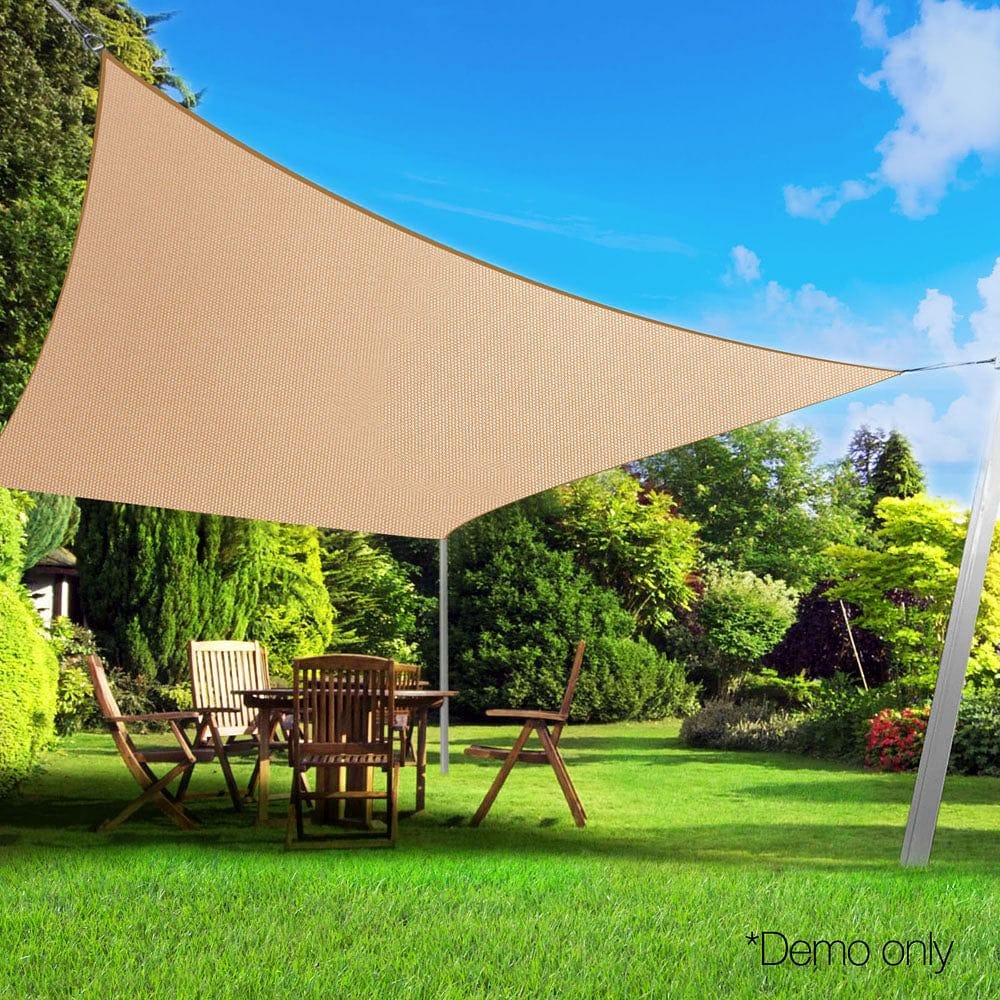 Instahut Waterproof Shade Sail 2x4m Rectangle Sand 95% Shade Cloth