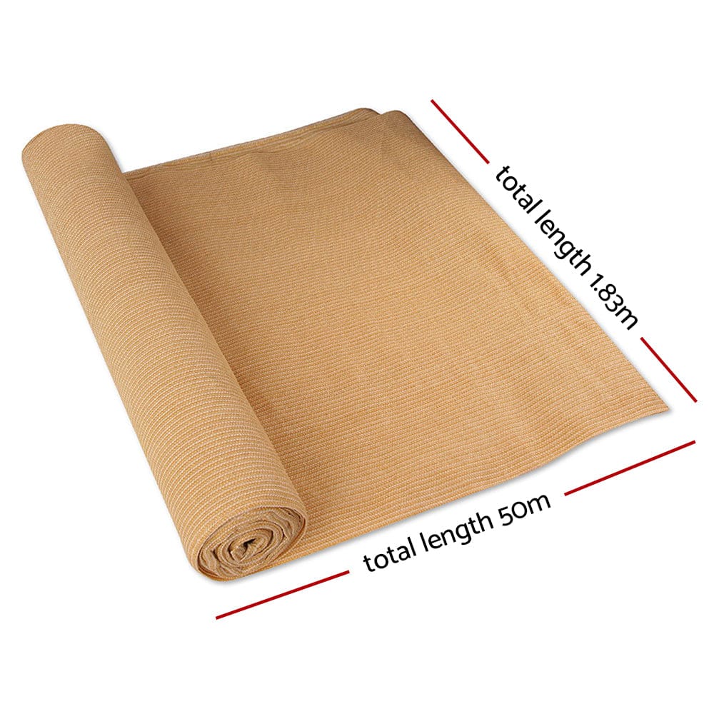 Instahut 70% Shade Cloth 1.83x50m Shadecloth Sail Heavy Duty Beige