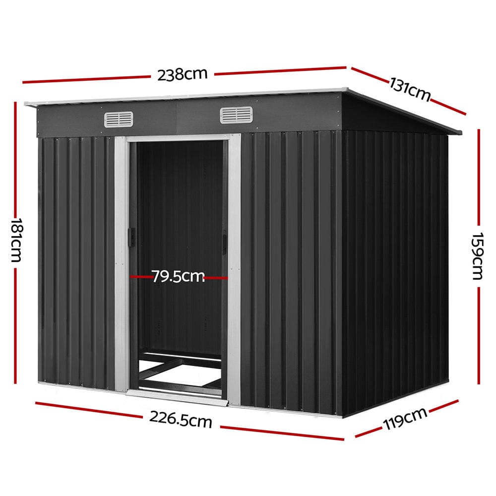 Giantz Garden Shed 2.38x1.31M w/Metal Base Sheds Outdoor Storage Tool Workshop Sliding Door