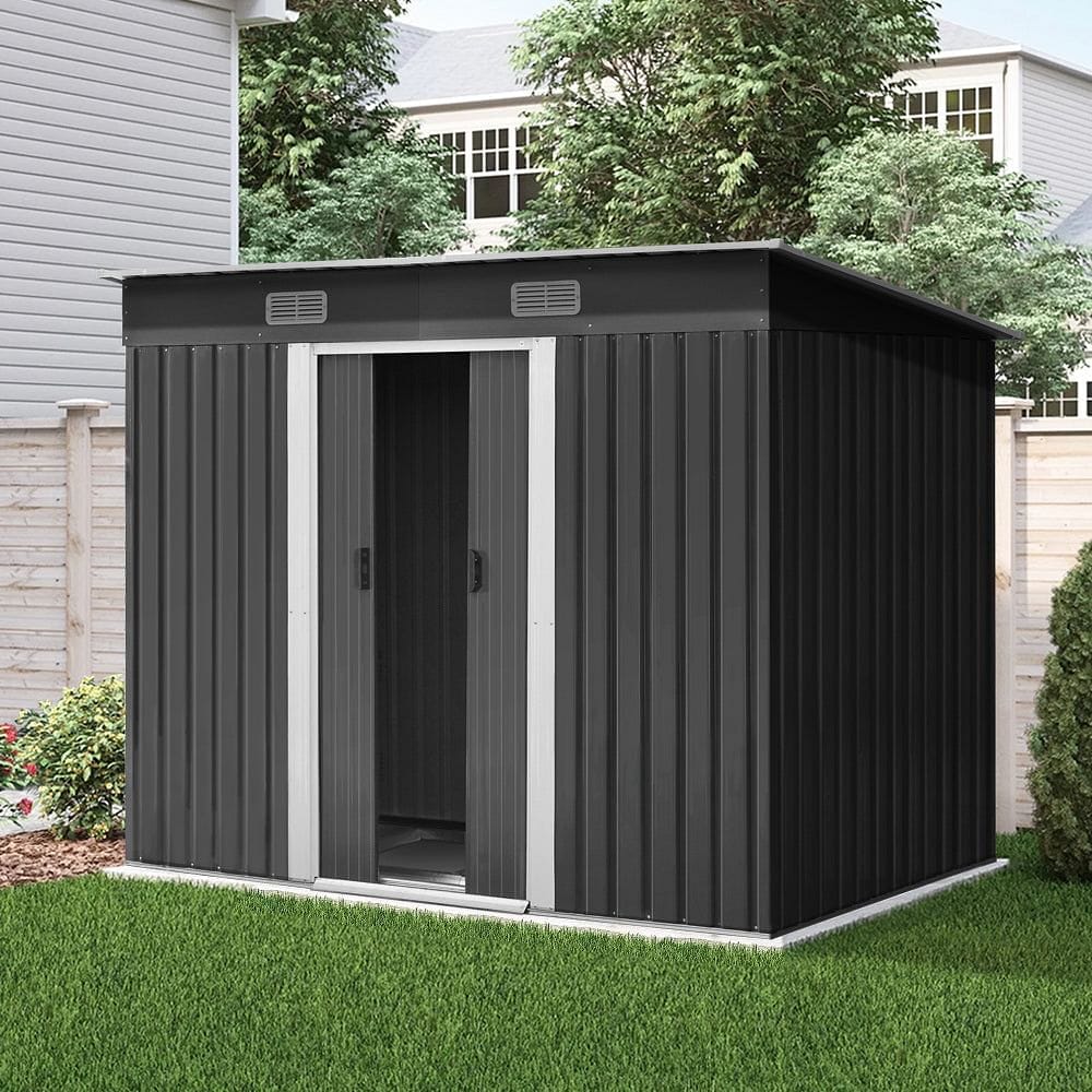Giantz Garden Shed 2.38x1.31M w/Metal Base Sheds Outdoor Storage Tool Workshop Sliding Door