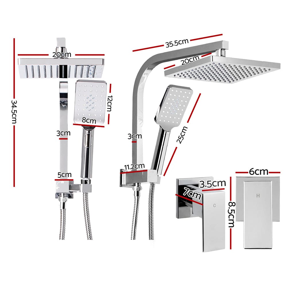 Cefito 8'' Rain Shower Head Set Handheld Square High Pressure wins Tap�Chrome