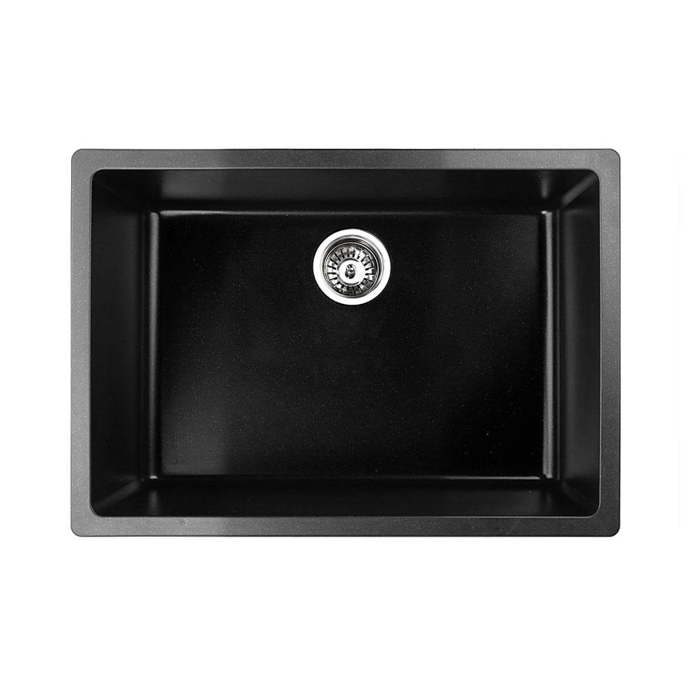 Cefito Stone Kitchen Sink 610X470MM Granite Under/Topmount Basin Bowl Laundry Black
