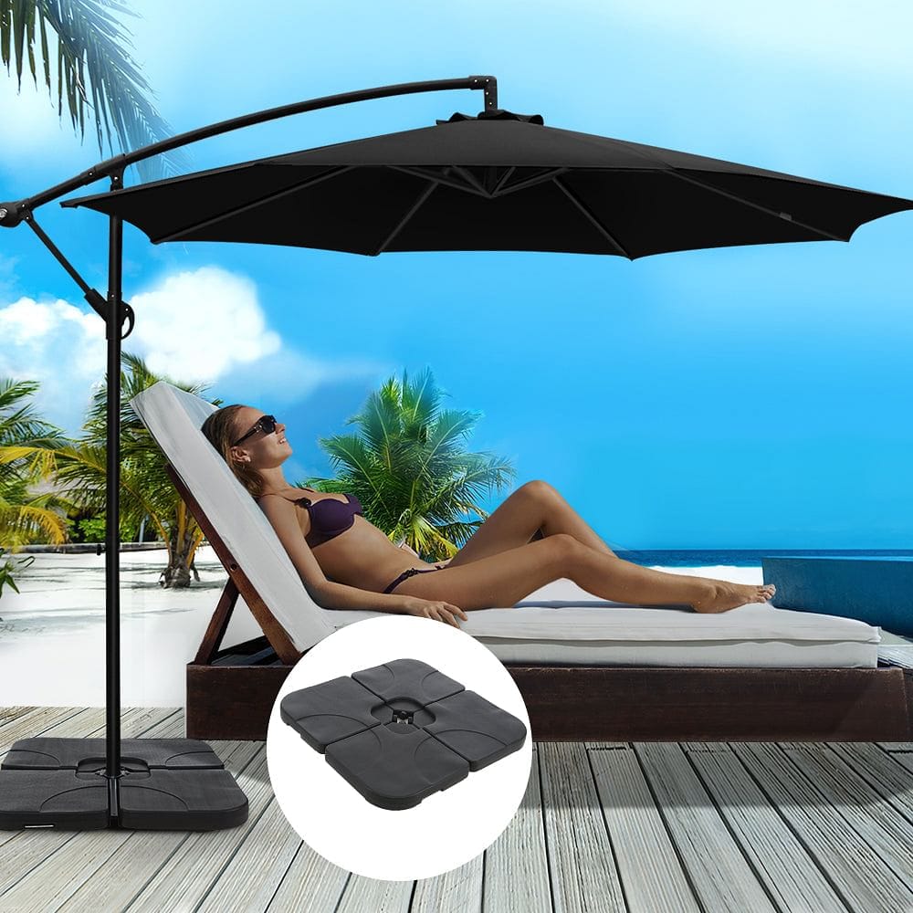 Instahut 3m Umbrella w/Base Outdoor Cantilever Beach Garden Patio Parasol Black