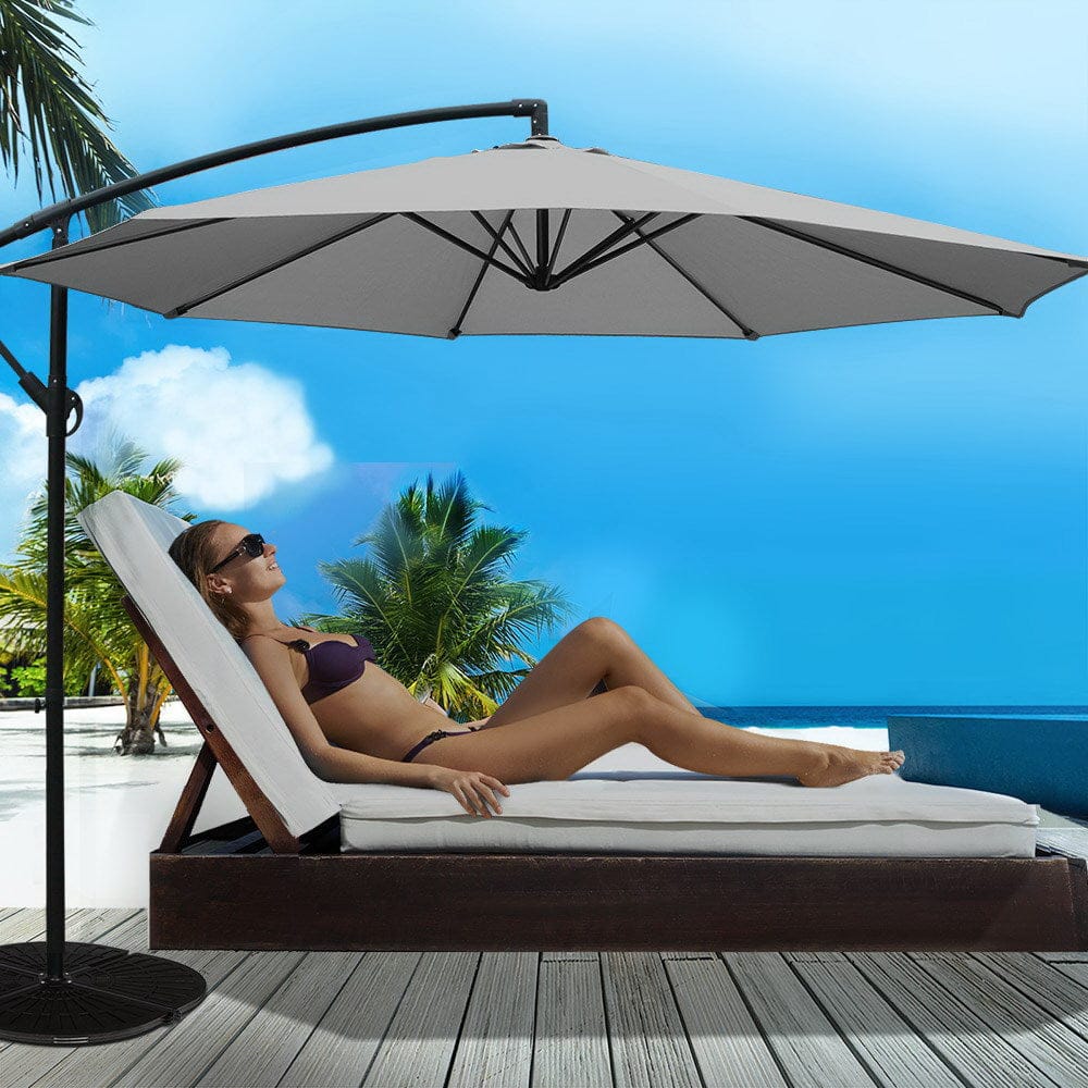 Instahut 3m Outdoor Umbrella Cantilever Beach Garden Patio Grey