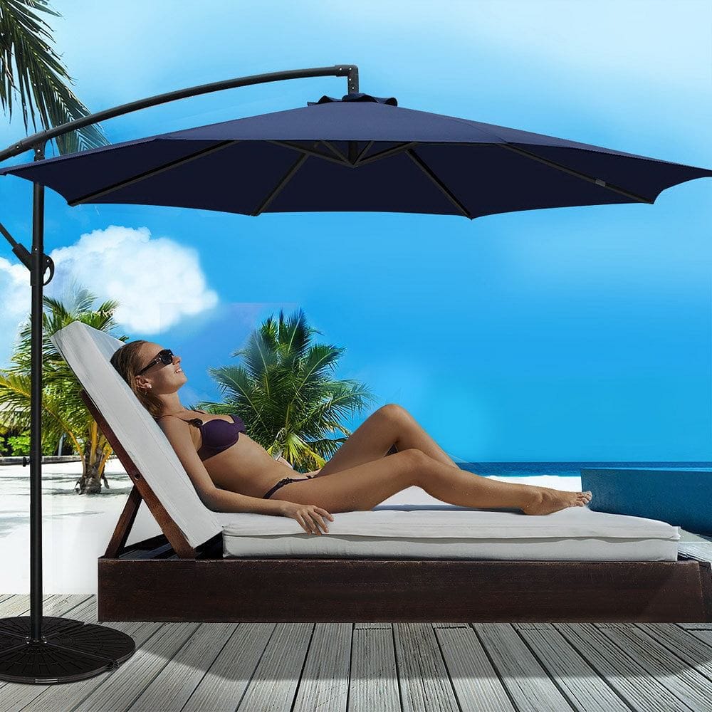 Instahut 3m Outdoor Umbrella Cantilever Beach Garden Patio Navy