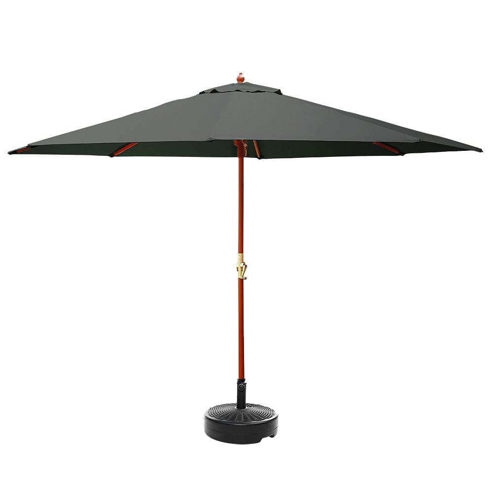 Instahut Outdoor Umbrella Pole Umbrellas 3M W/ Base Garden Stand Deck Charcoal
