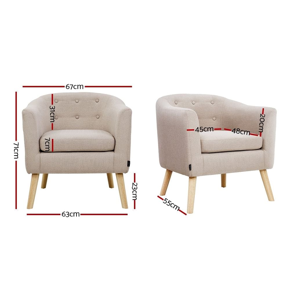 Artiss Armchair Tub Chair Beige Adora