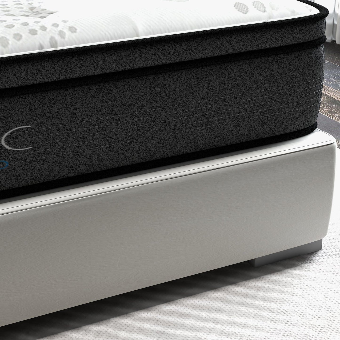 Luxopedic Pocket Spring Mattress 5 Zone 32CM Euro Top Memory Foam Medium Firm - Queen - White Grey