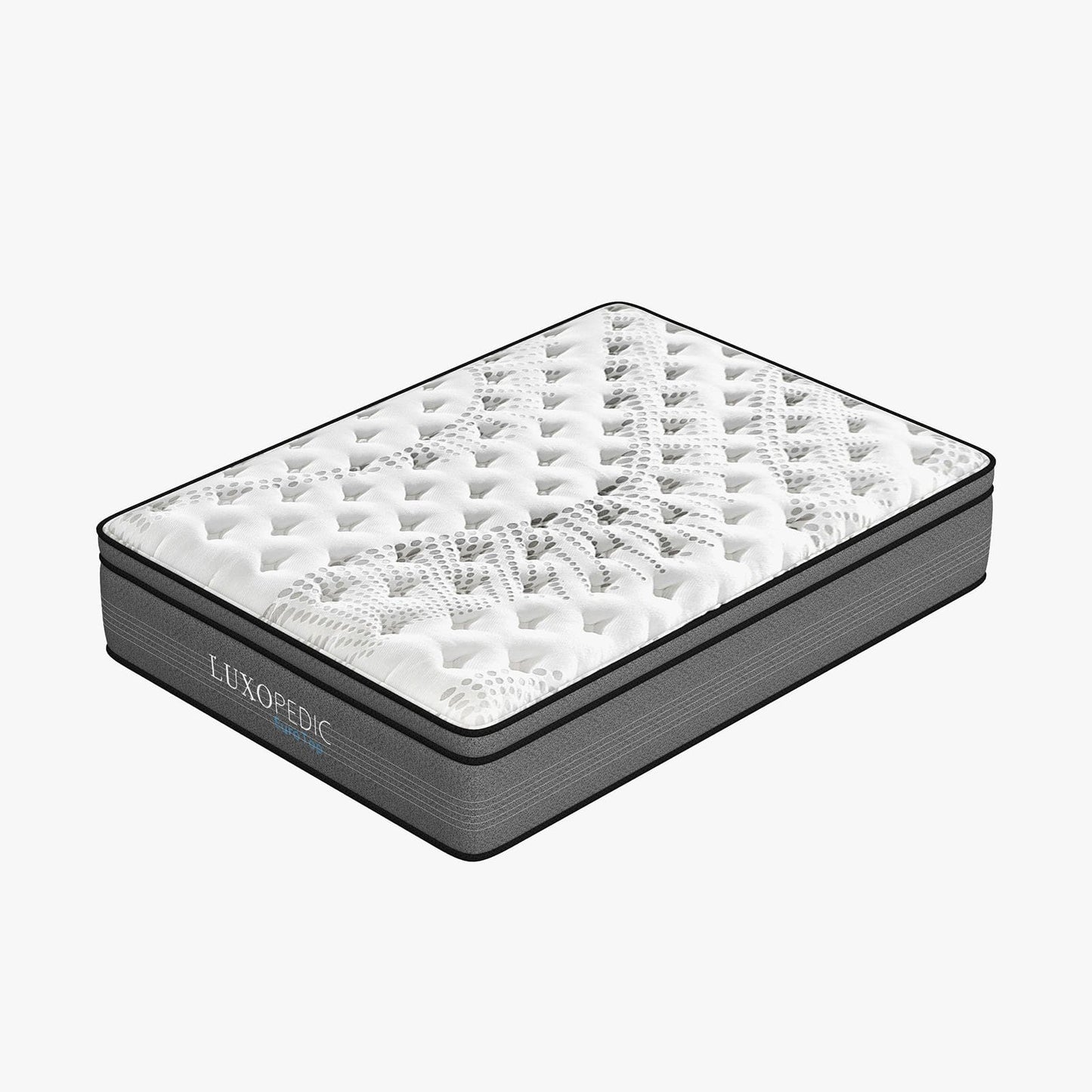 Luxopedic Pocket Spring Mattress 5 Zone 32CM Euro Top Memory Foam Medium Firm - Queen - White Grey