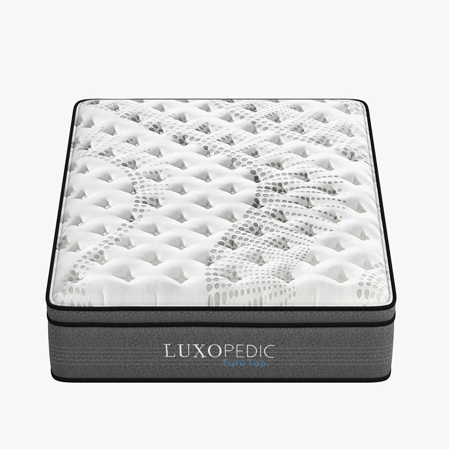 Luxopedic Pocket Spring Mattress 5 Zone 32CM Euro Top Memory Foam Medium Firm - Queen - White Grey