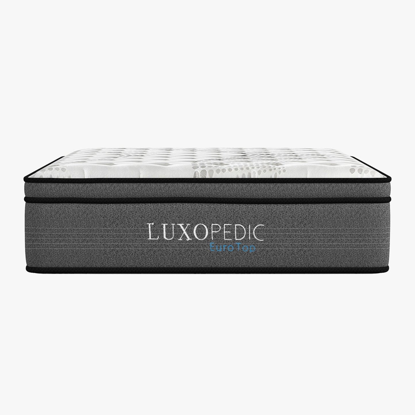 Luxopedic Pocket Spring Mattress 5 Zone 32CM Euro Top Memory Foam Medium Firm - Queen - White Grey