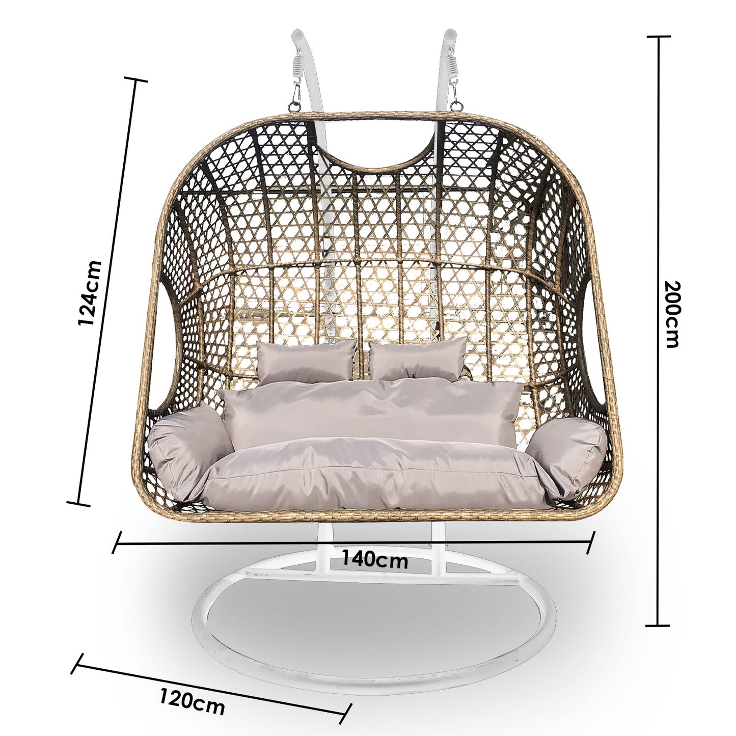 Arcadia Furniture 2 Seater Rocking Egg Chair Outdoor Wicker Rattan Patio Garden - Brown and Grey
