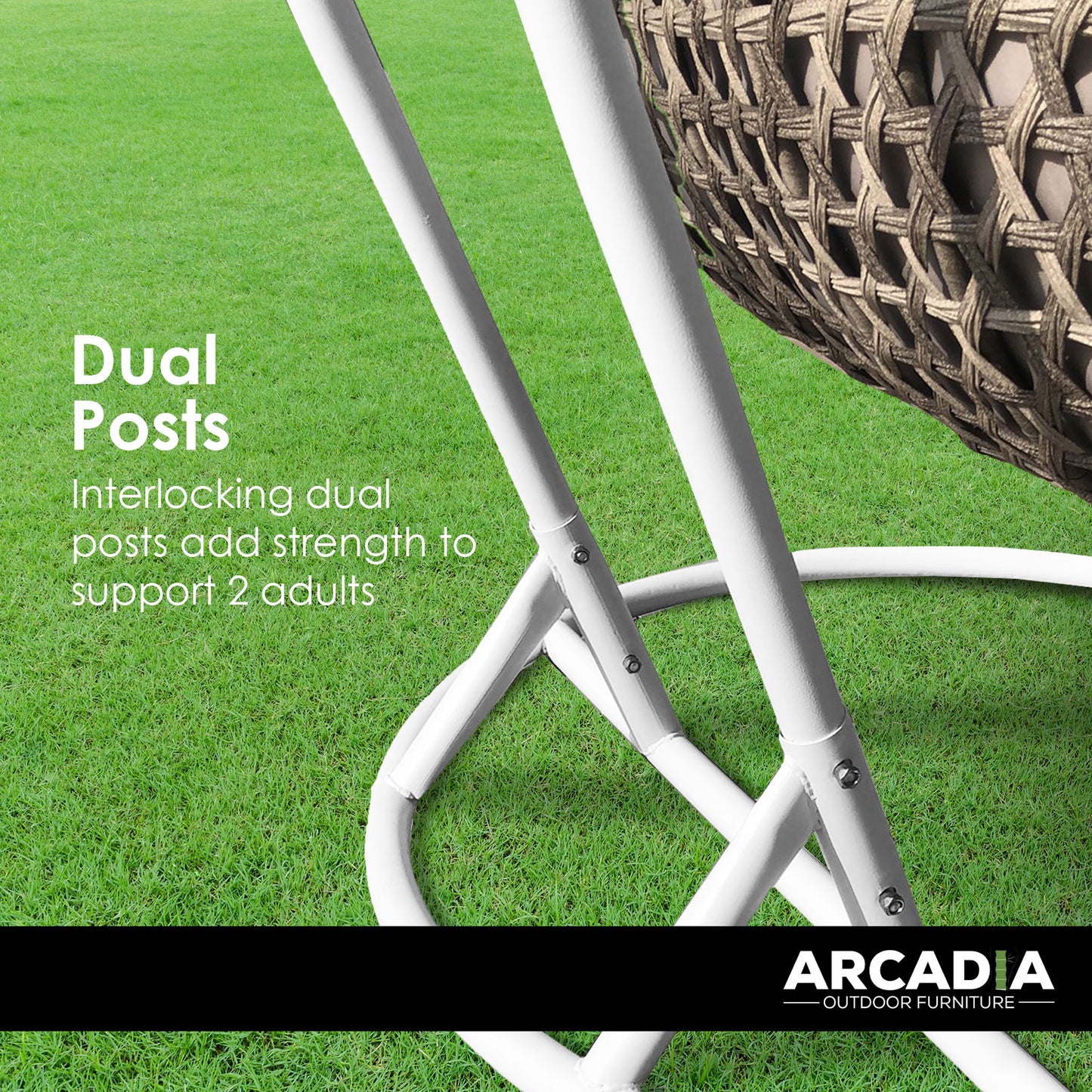 Arcadia Furniture 2 Seater Rocking Egg Chair Outdoor Wicker Rattan Patio Garden - Brown and Grey