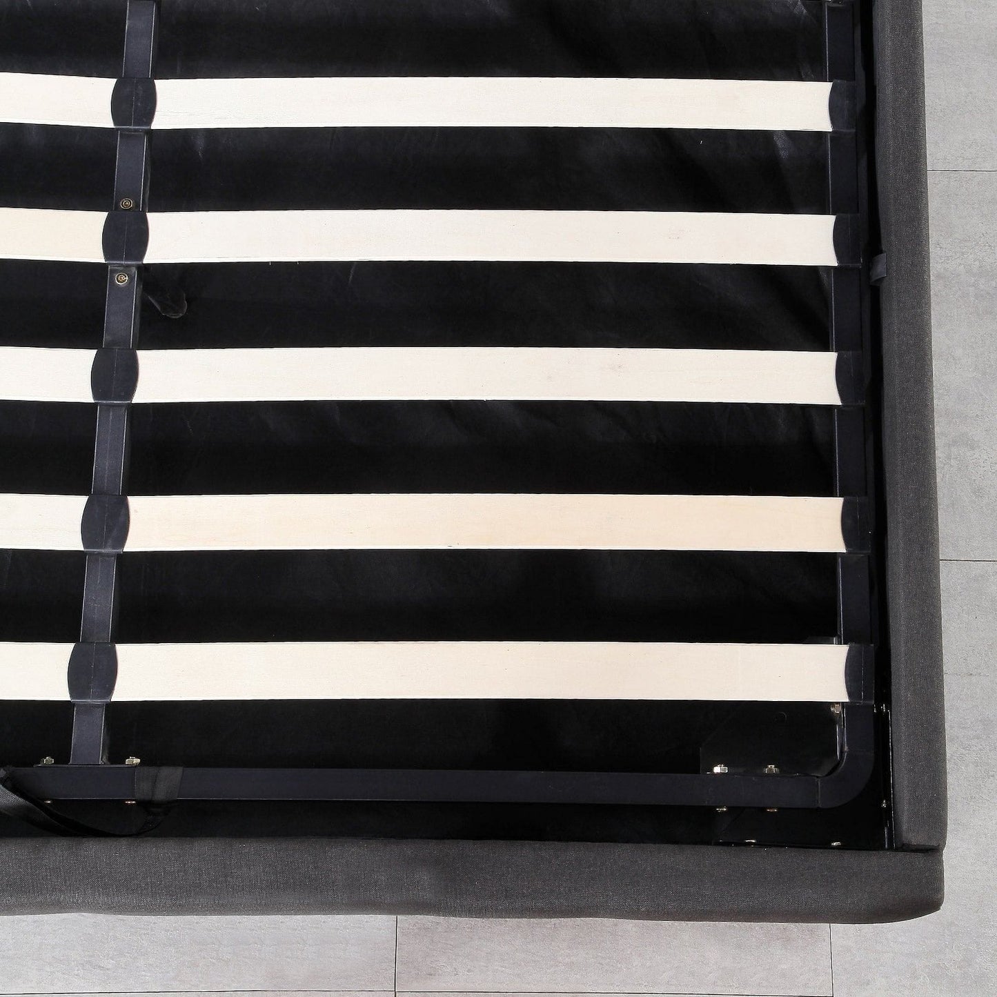 Milano Decor Eden Gas Lift Bed With Headboard Platform Storage Dark Grey Fabric - Queen - Dark Grey