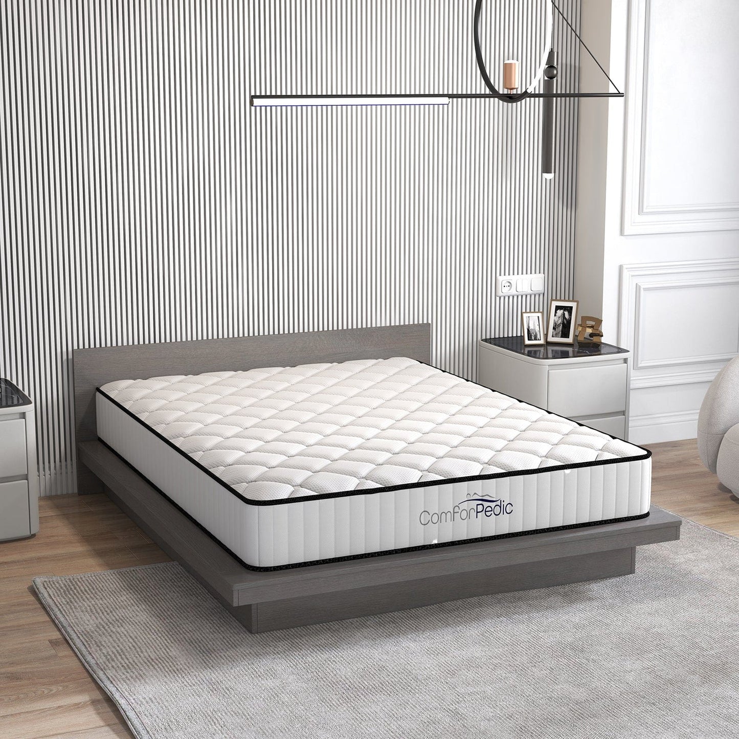 Comforpedic Mattress 5 Zone Medium Support Foam Bonnell Spring 21CM - Single - White Black