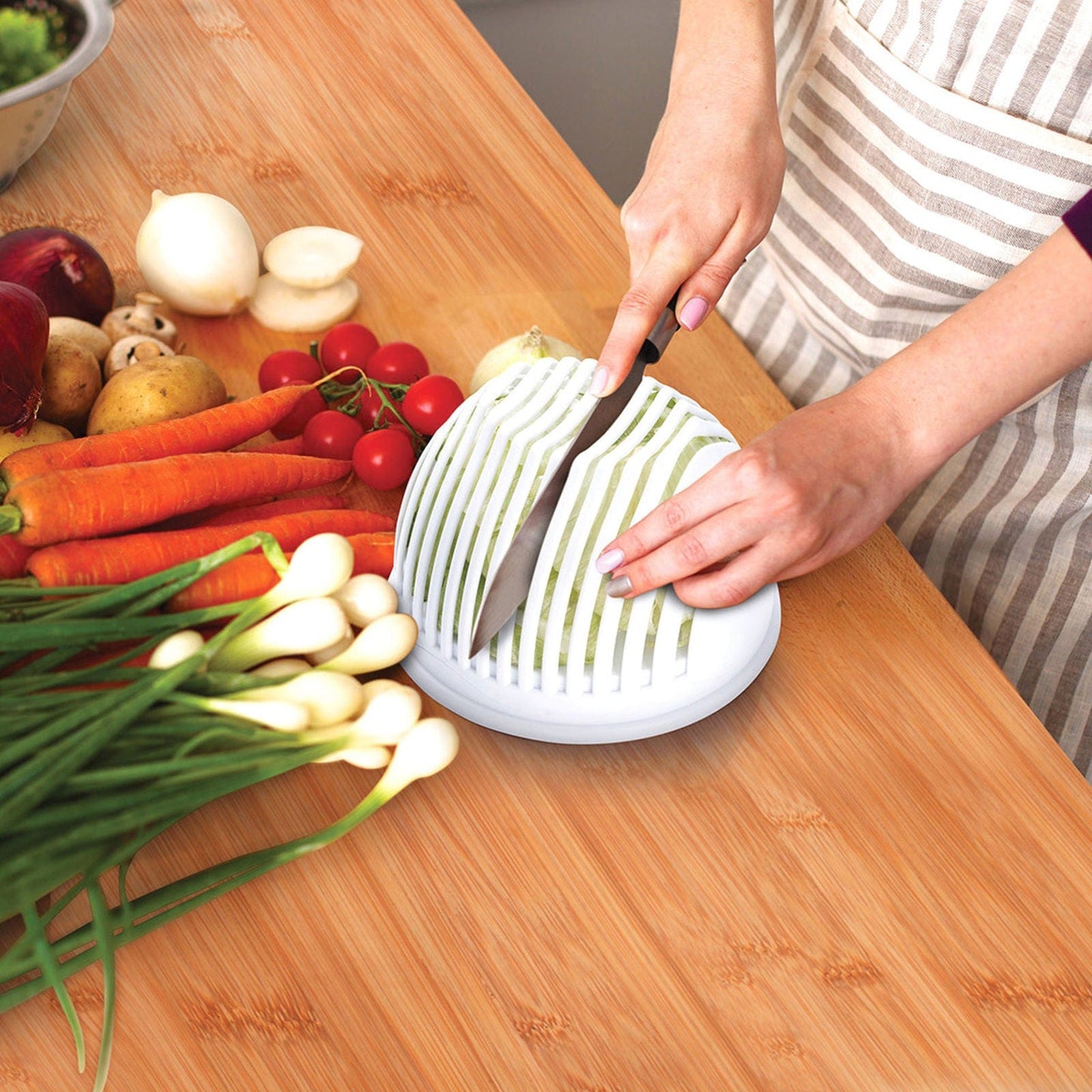 Instant Salad Maker Tool Easy Convenient Quick Healthy Vegetable Slicer White White